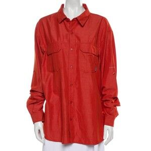 Columbia Orange Omni-wick Long Sleeve Button-Up Top Size Large